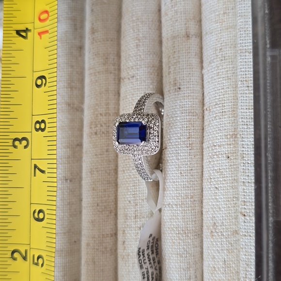 KOHL'S BRAND STERLING SILVER BLUE & WHITE LAB CREATED SAPPHIRE RING SIZE 7 - Picture 8 of 16